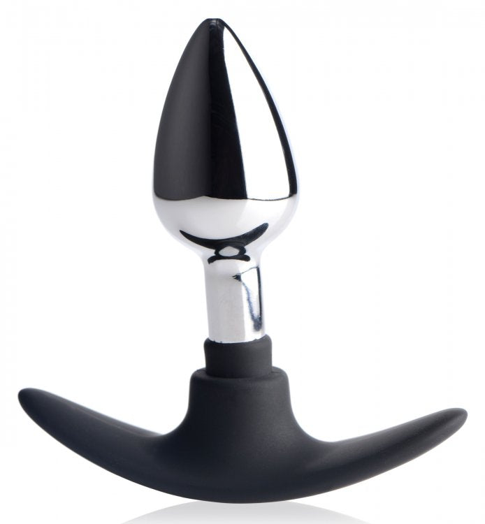 MASTER SERIES DARK INVADER METAL & SILICONE ANAL PLUG SMALL - XRAG343SM