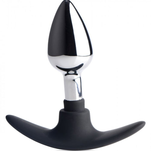 MASTER SERIES DARK INVADER METAL & SILICONE ANAL PLUG SMALL - XRAG343SM