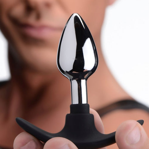 MASTER SERIES DARK INVADER METAL & SILICONE ANAL PLUG SMALL - XRAG343SM
