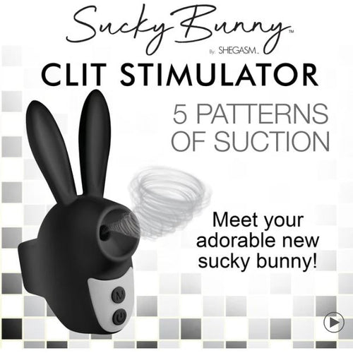 SUCKY BUNNY CLIT STIMULATOR BLACK - XRAH465BLK