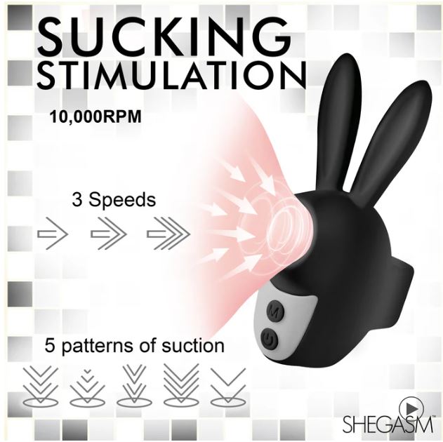 SUCKY BUNNY CLIT STIMULATOR BLACK - XRAH465BLK