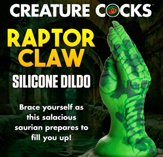 CREATURE COCKS RAPTOR CLAW FISTING SILICONE DILDO - XRAH469GRN
