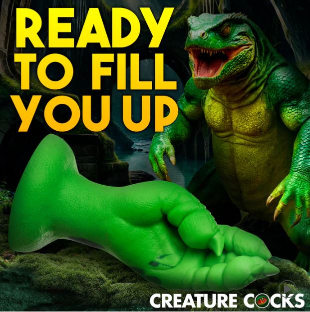 CREATURE COCKS RAPTOR CLAW FISTING SILICONE DILDO - XRAH469GRN