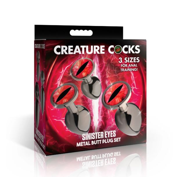 CREATURE COCK SINISTER EYE METAL BUTT PLUG SET - XRAH738