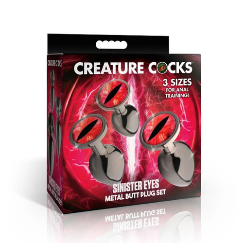 CREATURE COCK SINISTER EYE METAL BUTT PLUG SET - XRAH738