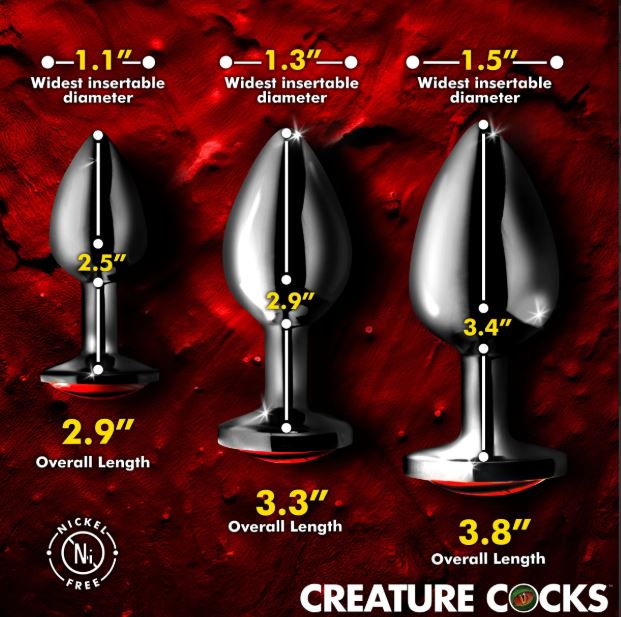 CREATURE COCK SINISTER EYE METAL BUTT PLUG SET - XRAH738