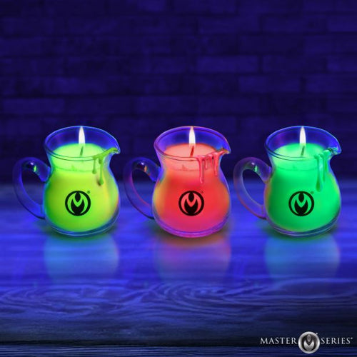 MASTER SERIES GLOW POUR DRIP CANDLE SET OF 3 BLACKLIGHT REACTIVE - XRAH765