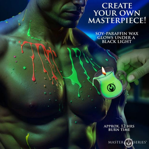 MASTER SERIES GLOW POUR DRIP CANDLE SET OF 3 BLACKLIGHT REACTIVE - XRAH765