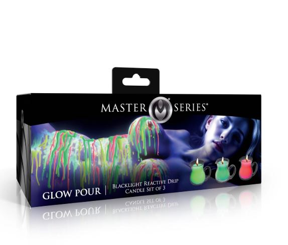 MASTER SERIES GLOW POUR DRIP CANDLE SET OF 3 BLACKLIGHT REACTIVE - XRAH765