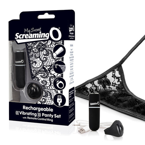 SCREAMING O MY SECRET CHARGED REMOTE CONTROL PANTY VIBE BLACK - SCRAPTYBL101