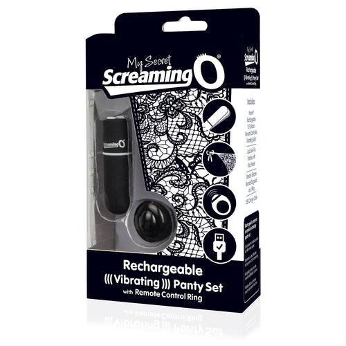 SCREAMING O MY SECRET CHARGED REMOTE CONTROL PANTY VIBE BLACK - SCRAPTYBL101