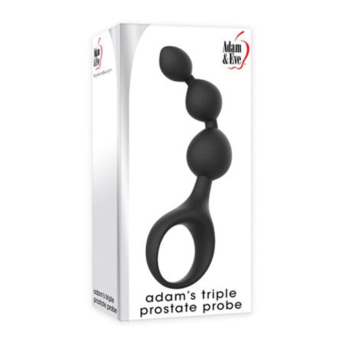 Adam & Eve Adam's Triple Prostate Probe Silicone Anal Beads Prostate Massager Black-Pinkfoxxx