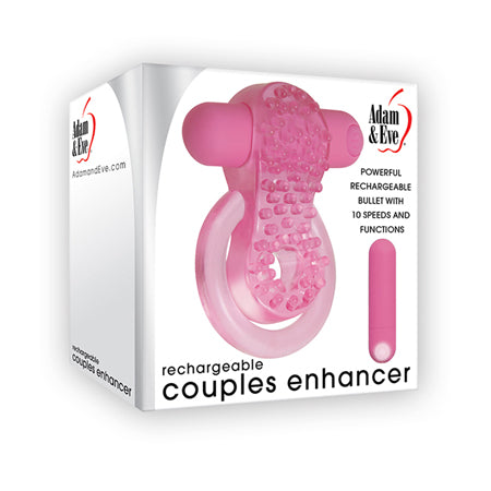 Adam & Eve Couples Enhancer Rechargeable Vibrating Cockring Pink-Pinkfoxxx