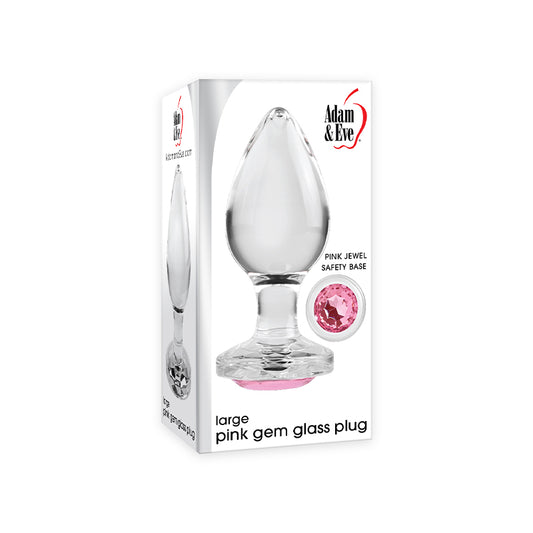 Adam & Eve Glass Anal Plug With Pink Gemstone Base Large-Pinkfoxxx
