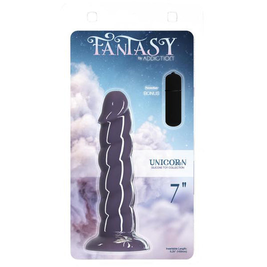 Addiction Unicorn Fantasy Dong 7 in. Purple With PowerBullet-Pinkfoxxx