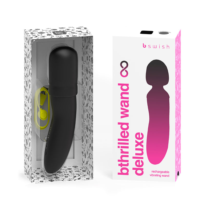 B Swish Bthrilled Premium Mini Wand Noir-Pinkfoxxx