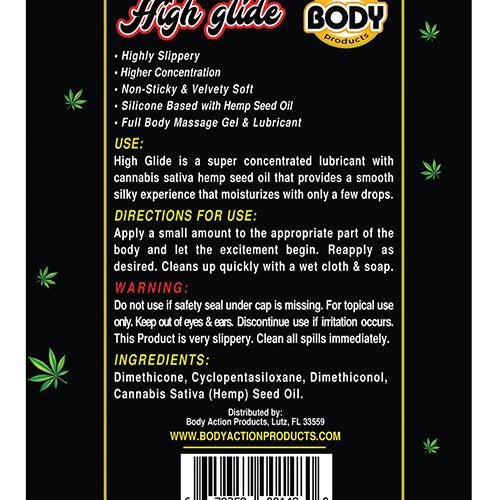 HIGH GLIDE EROTIC LUBRICANT 2.3 OZ BOTTLE - BAHG20