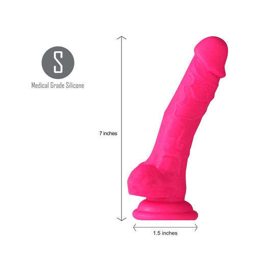 BILLEE 7 REALISTIC SILICONE DONG NEON PINK " - MTJM18303P1