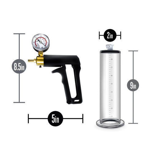 PERFORMANCE VX7 VACUUM PENIS PUMP W/ BRASS TRIGGER & PRESSURE GAUGE CLEAR - BN06401
