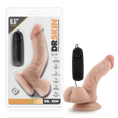 DR SKIN DR KEN 6.5IN VIBRATING COCK W/ SUCTION CUP VANILLA - BN13483