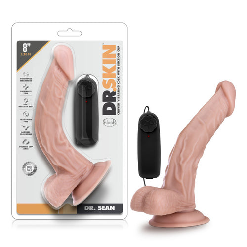 DR SKIN DR SEAN 8IN VIBRATING COCK W/ SUCTION CUP VANILLA - BN13493