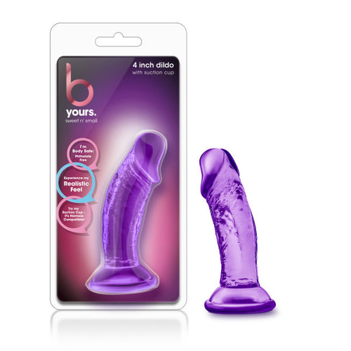 B YOURS SWEET N SMALL 4IN DILDO W/ SUCTION CUP PURPLE - BN13621
