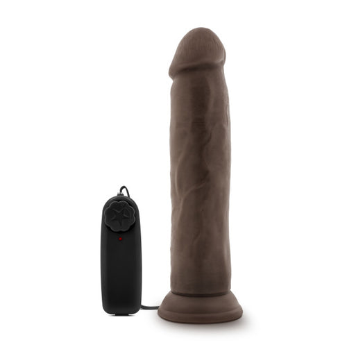 DR SKIN DR THROB 9.5IN VIBRATING COCK W/ SUCTION CUP CHOCOLATE - BN13816