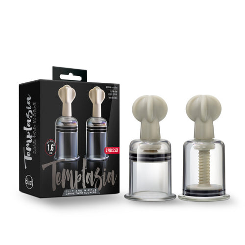 TEMPTASIA CLIT & NIPPLE TWIST LARGE SUCKERS SET OF 2 CLEAR - BN49991