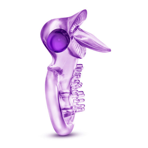 PLAY WITH ME LICK IT VIBRATING DOUBLE STRAP COCK RING PURPLE - BN61911