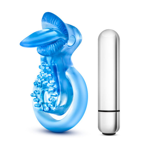 STAY HARD 10 FUNCTION VIBRATING TONGUE RING BLUE - BN66092