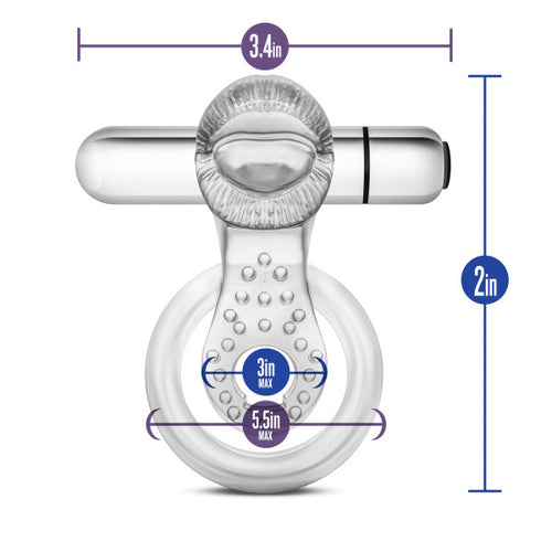 STAY HARD 10 FUNCTION TONGUE RING VIBRATING CLEAR - BN66912