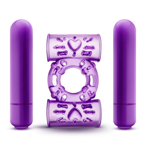 PLAY WITH ME DOUBLE PLAY DUAL VIBRATING COCKRING PURPLE - BN77101
