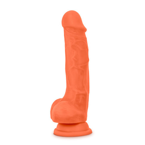 NEO ELITE 7.5IN SILICONE DUAL DENSITY COCK W/ BALLS NEON ORANGE - BN82119