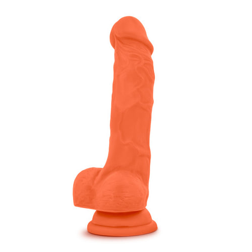 NEO ELITE 7.5IN SILICONE DUAL DENSITY COCK W/ BALLS NEON ORANGE - BN82119