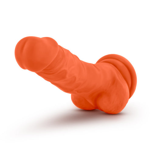 NEO ELITE 7.5IN SILICONE DUAL DENSITY COCK W/ BALLS NEON ORANGE - BN82119