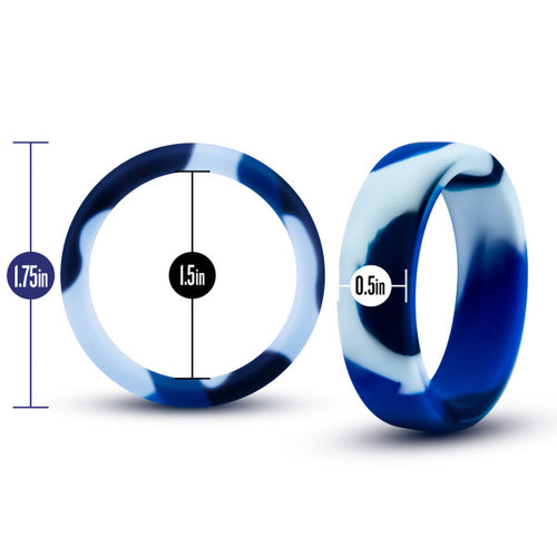 PERFORMANCE SILICONE CAMO COCK RING BLUE CAMOFLAUGE - BN91168