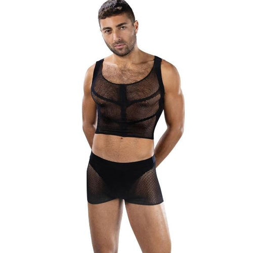FISHNET ARMOR 2 PIECE SET BLACK - XGBLE322BLK