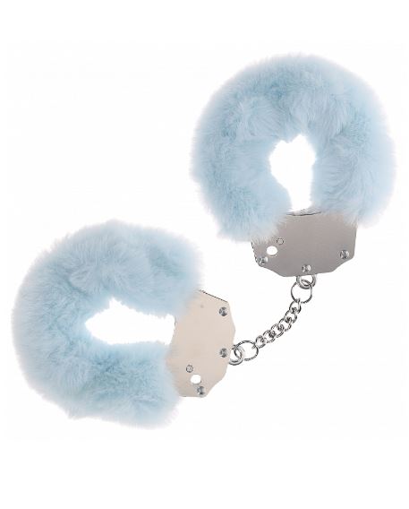 OUCH! HEAVY DUTY FLUFFY HANDCUFFS - POWDER BLUE - SHTOU1046PBLU