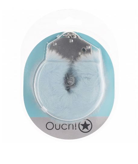 OUCH! HEAVY DUTY FLUFFY HANDCUFFS - POWDER BLUE - SHTOU1046PBLU