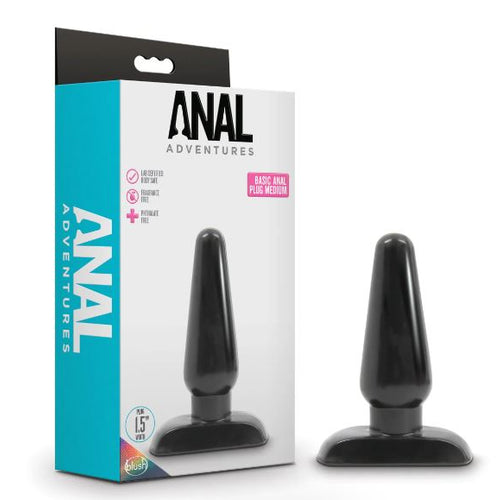 ANAL ADVENTURES BASIC ANAL PLUG - MEDIUM - BLACK - BN18715