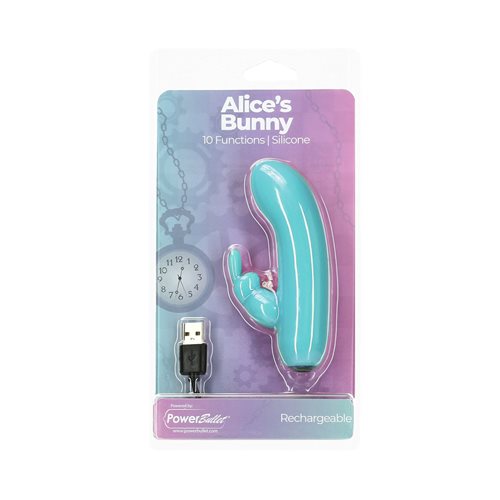 POWER BULLET ALICES BUNNY 4IN 10 FUNCTION BULLET TEAL - BMS56319