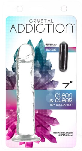 ADDICTION CRYSTAL 7 VERTICAL DONG CLEAR TPE W/ BULLET " - BMS85120