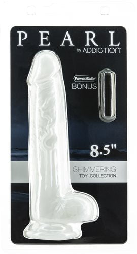 ADDICTION PEARL 8.5 DONG PEARL WHITE TPE W/ BULLET " - BMS87910