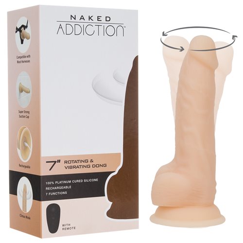 NAKED ADDICTION 7IN ROTATING & VIBRATING DONG - BMS88325