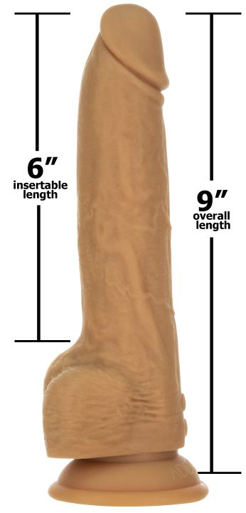 NAKED ADDICTION 9IN CARAMEL THRUSTING DONG W/ REMOTE - BMS88425