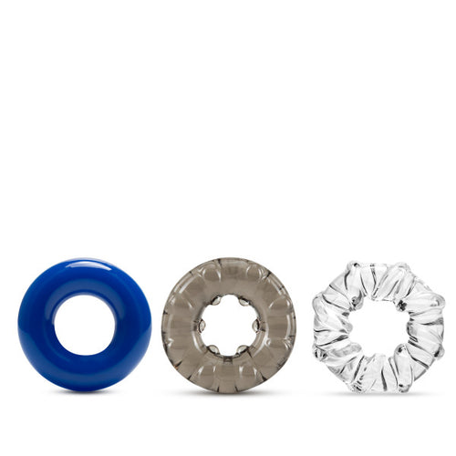STAY HARD TRIPLE STRETCH 3 PK COCK RING MULTI COLOR - BN00369