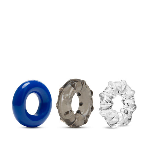 STAY HARD TRIPLE STRETCH 3 PK COCK RING MULTI COLOR - BN00369