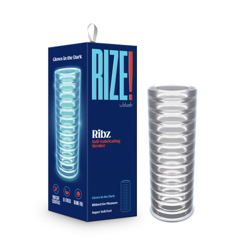 RIZE RIBZ GLOW IN THE DARK SELF LUBRICATING STROKER CLEAR - BN06309