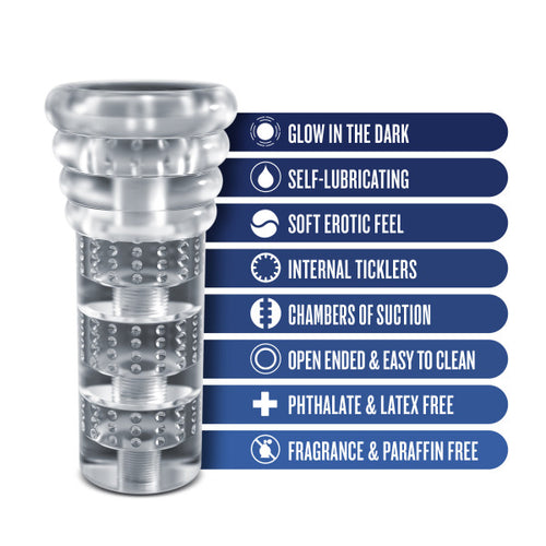RIZE LUZ GLOW IN THE DARK SELF LUBRICATING STROKER CLEAR - BN06519
