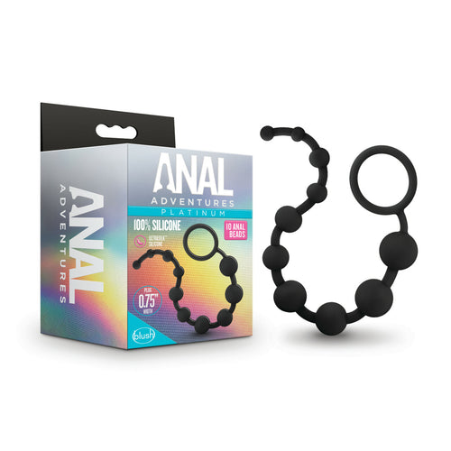 ANAL ADVENTURES PLATINUM SILICONE 10 ANAL BEADS BLACK - BN11015